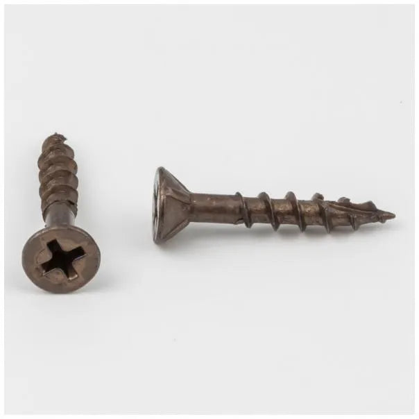 #8 x 1" Clear Brown Wax Phillips Drive Type 17 Coarse Thread Flat Head Nib Screw Sold by the Keg