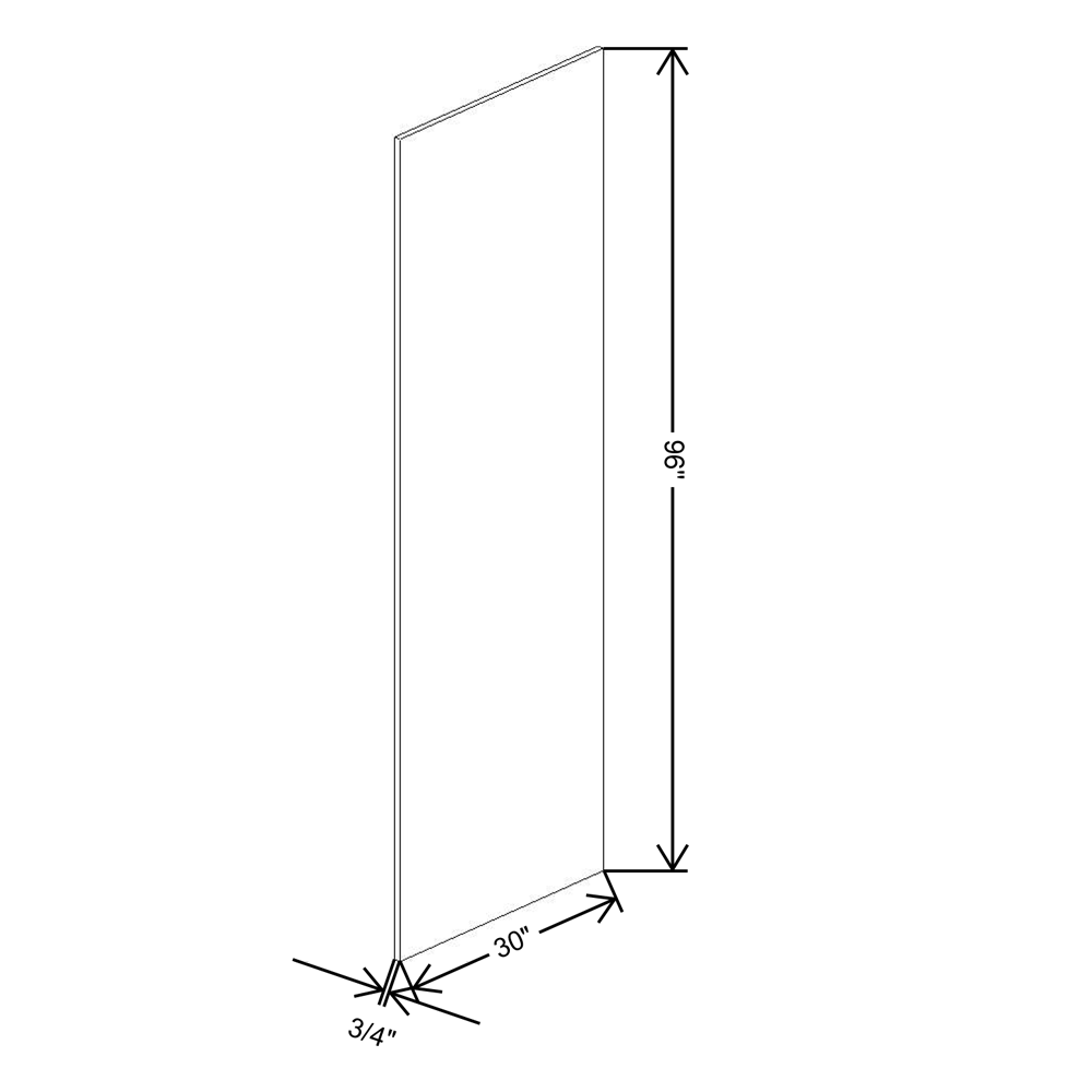 Fabuwood Allure Galaxy Frost Refrigerator End Panel ¾”W x 96”H x 30"D