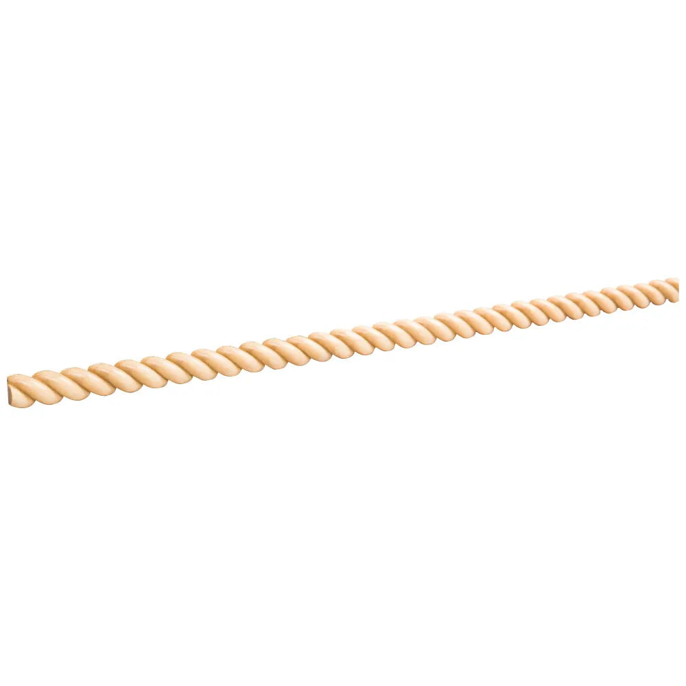5/16" D x 5/8" H Hard Maple Tight Twist Half Round Rope Moulding
