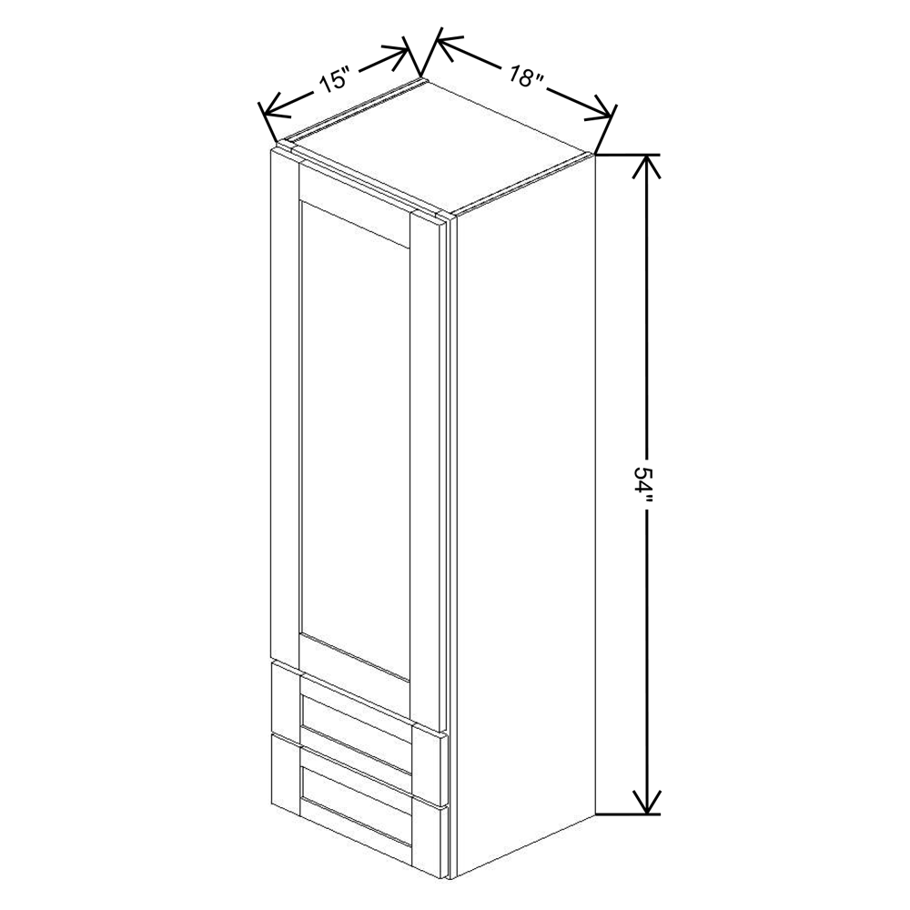 Fabuwood Allure Galaxy Frost Wall w/ Drawers 18"W x 54”H x 15”D Cabinet