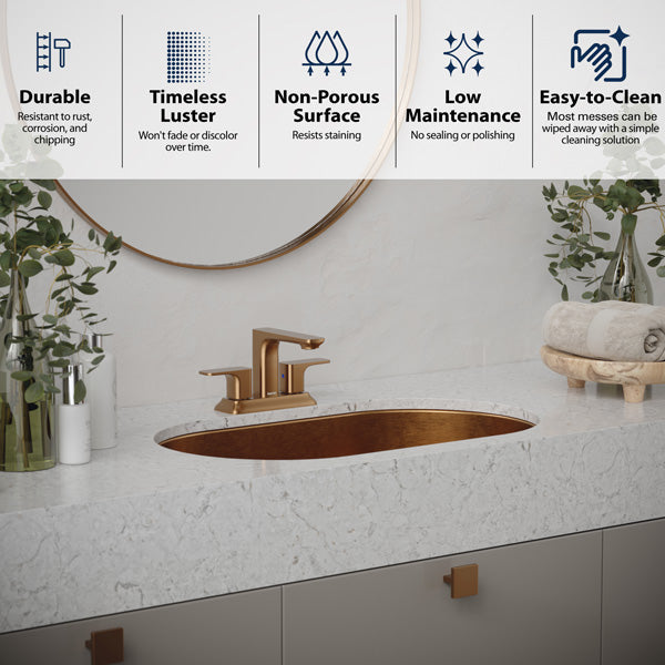 27-1/2" Undermount Stainless Steel Bathroom Sink In Brushed Copper