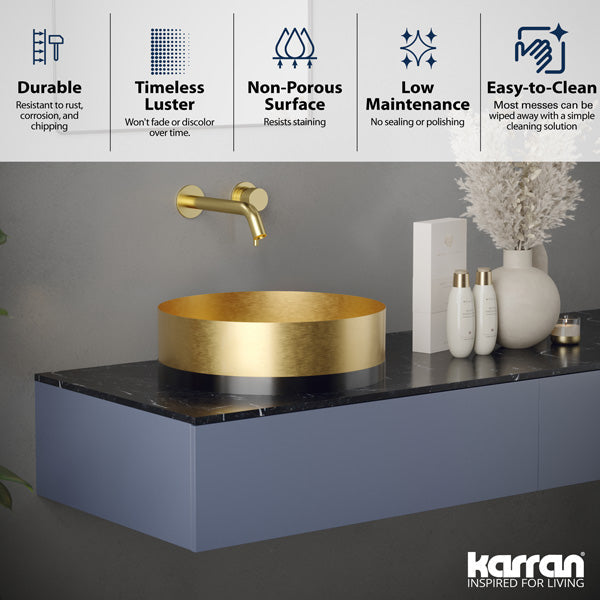 15-3/4" Vessel Stainless Steel Bathroom Sink In Gold & Gunmetal Grey
