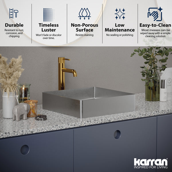 15-3/4" Vessel Stainless Steel Bathroom Sink In Stainless Steel