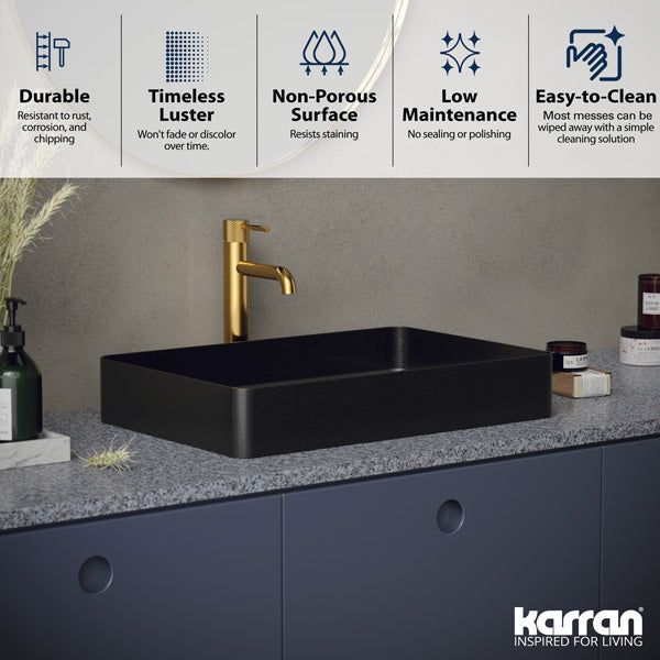 23-5/8" Vessel Stainless Steel Bathroom Sink In Gunmetal Grey