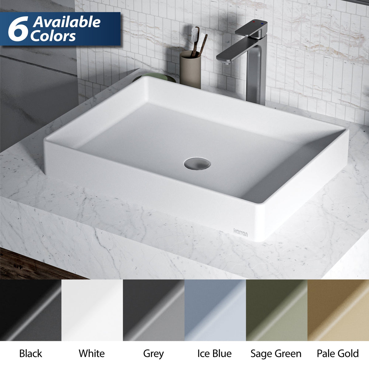 23-5/8" Vessel Quartz Composite Bathroom Sink In White