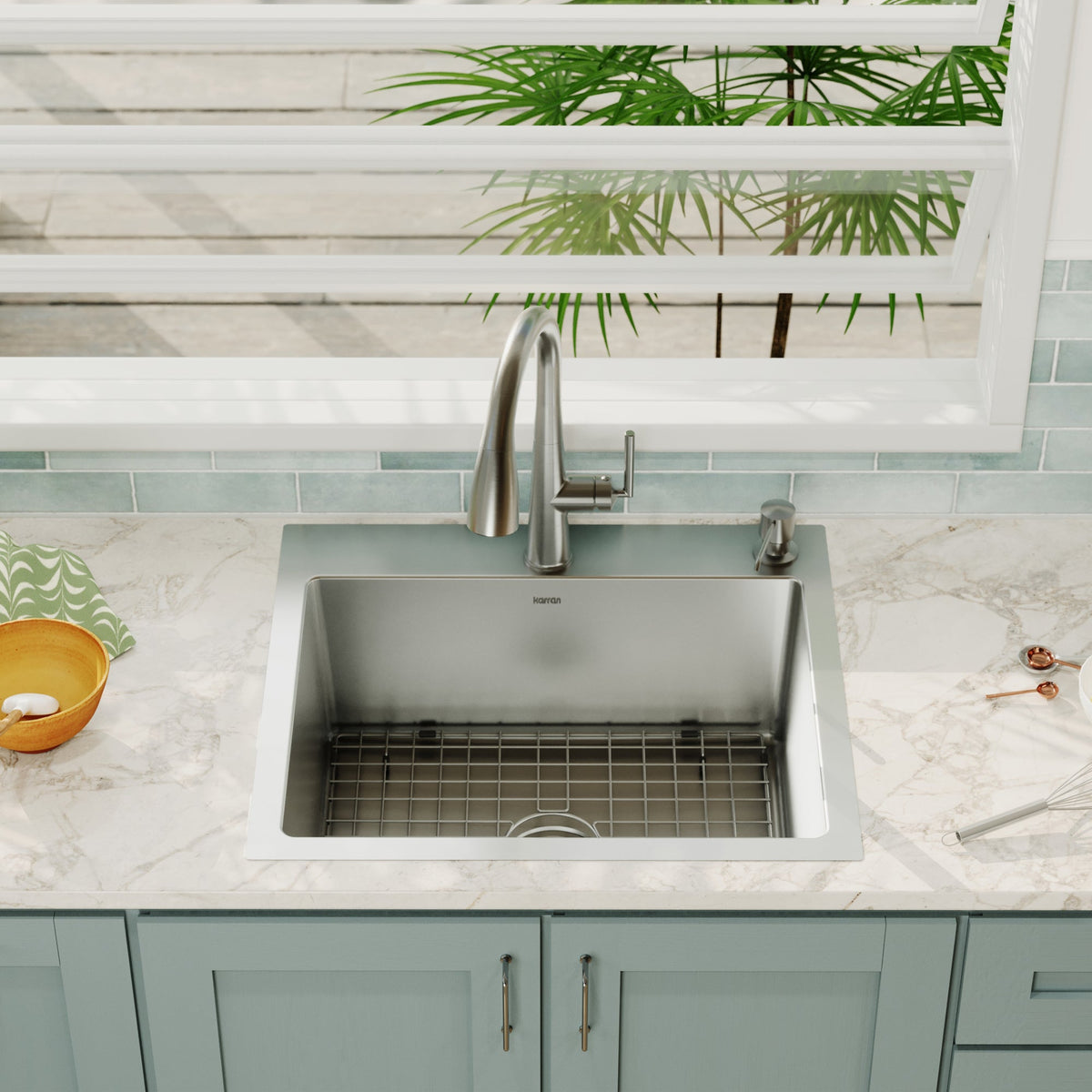 25" Top Mount Single Bowl Stainless Steel Kitchen Sink Kit