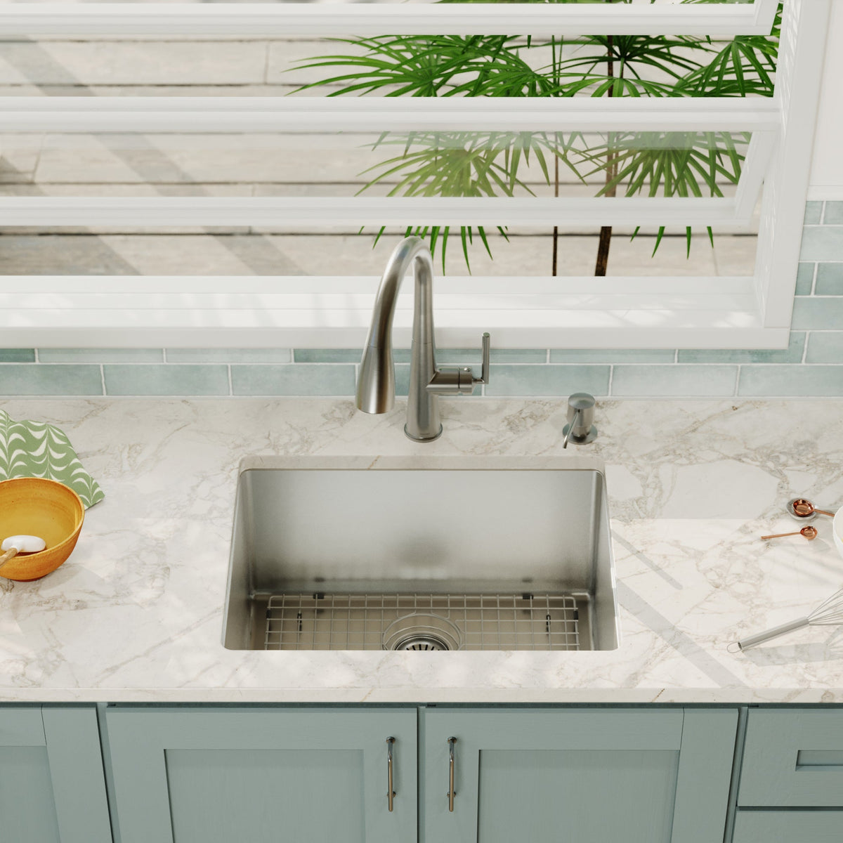 Elite 23" Undermount 16 Gauge Single Bowl Stainless Steel Kitchen Sink with Accessories