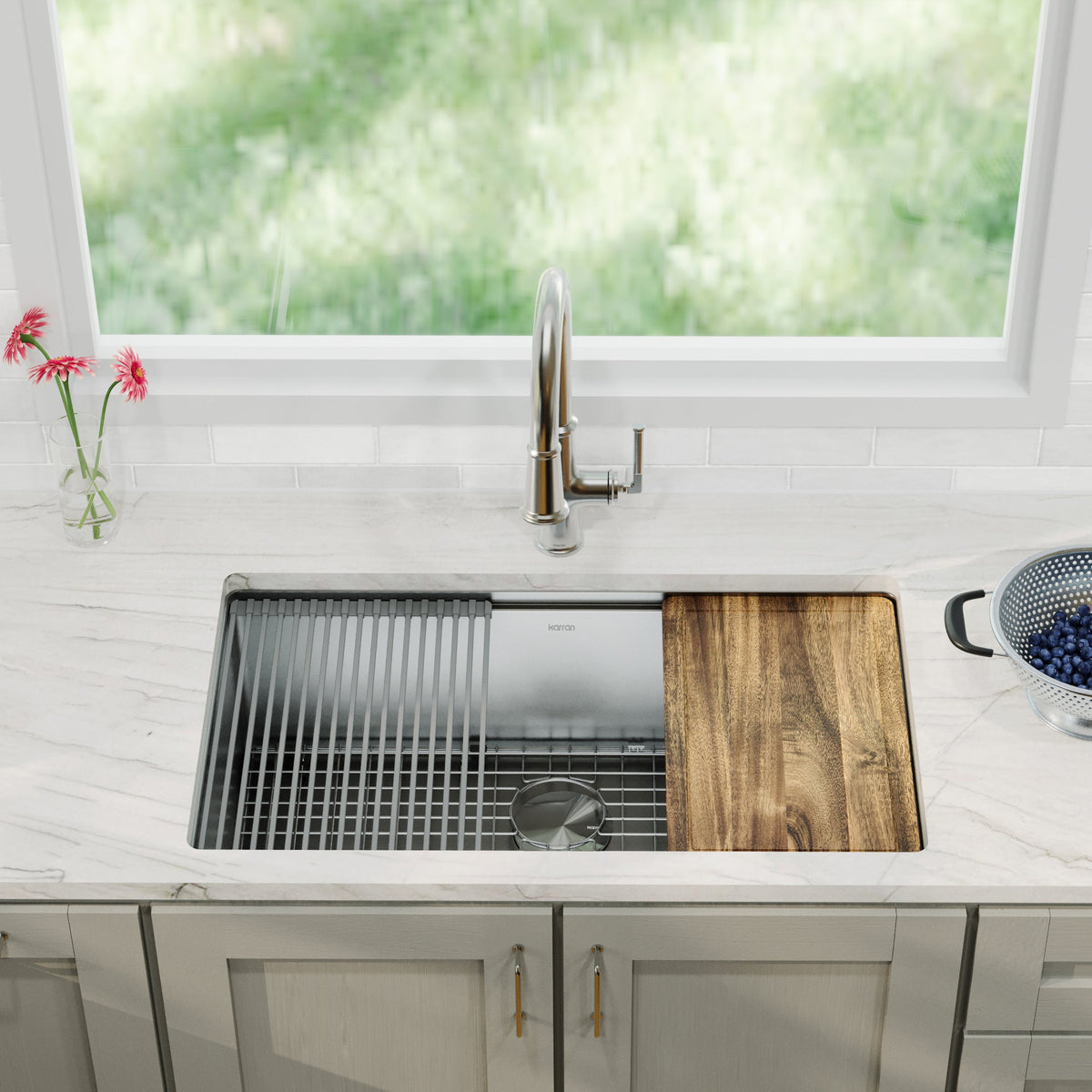 Elite 32" Undermount Workstation 16 Gauge Single Bowl Stainless Steel Kitchen Sink