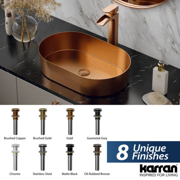 Pop-Up Bathroom Sink Drain In Brushed Copper