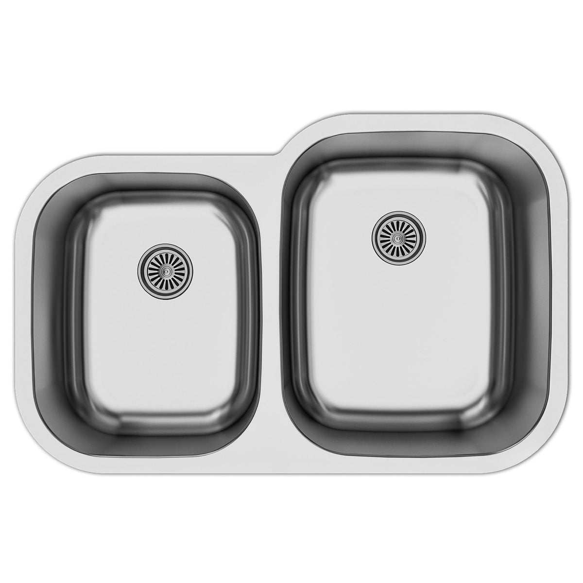 Profile 32" Undermount 16 Gauge Double Offset Bowl Stainless Steel Kitchen Sink