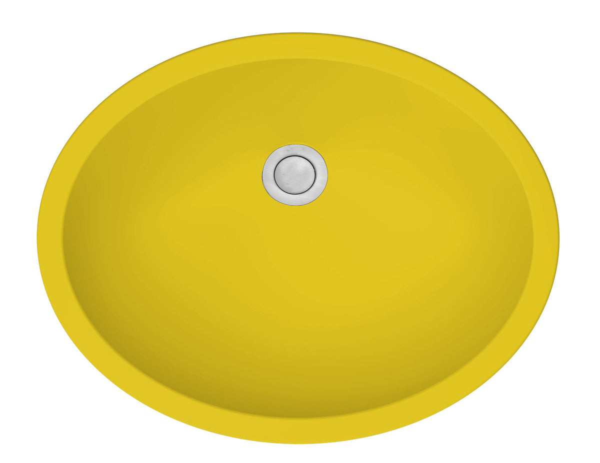 19" Seamless Undermount Quartz Composite Bathroom Sink In Yellow
