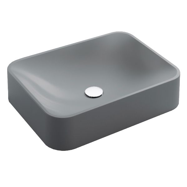 21-1/2" Vessel Quartz Composite Bathroom Sink In Grey