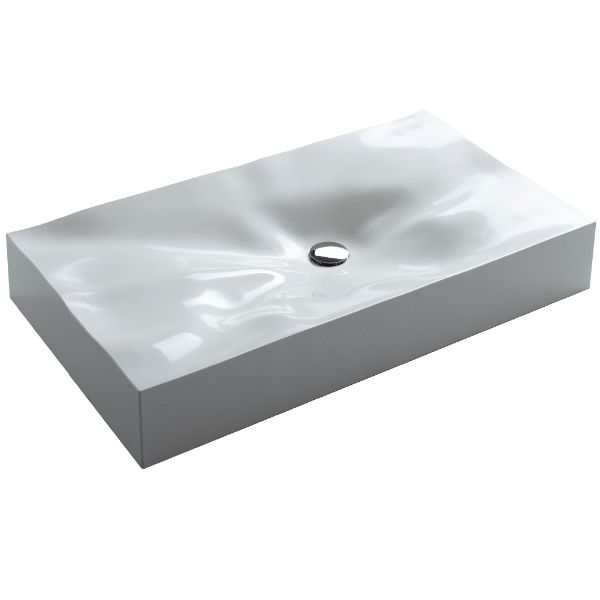 32-1/8" Vessel Quartz Composite Bathroom Sink In White