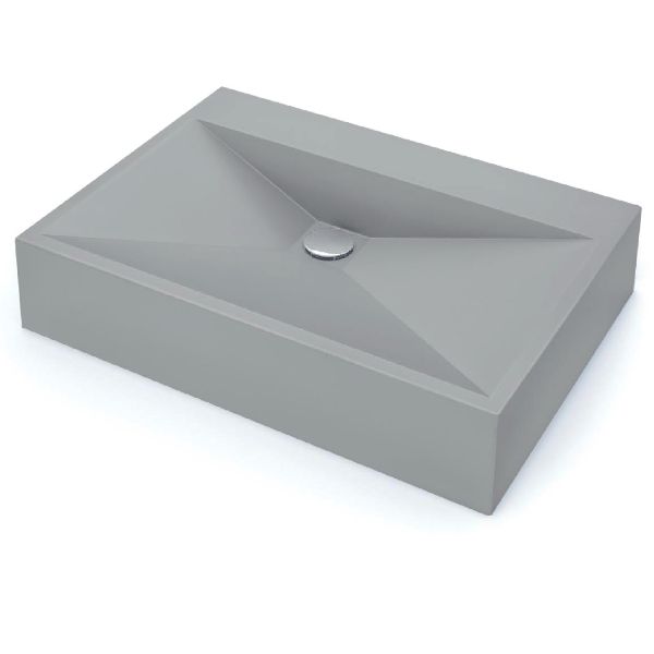 24-1/4" Vessel Quartz Composite Bathroom Sink In Grey