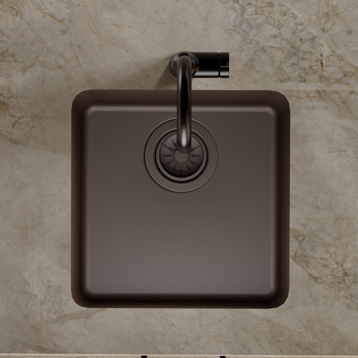 16-5/8" Seamless Undermount Quartz Composite Bar/Prep Sink In Brown
