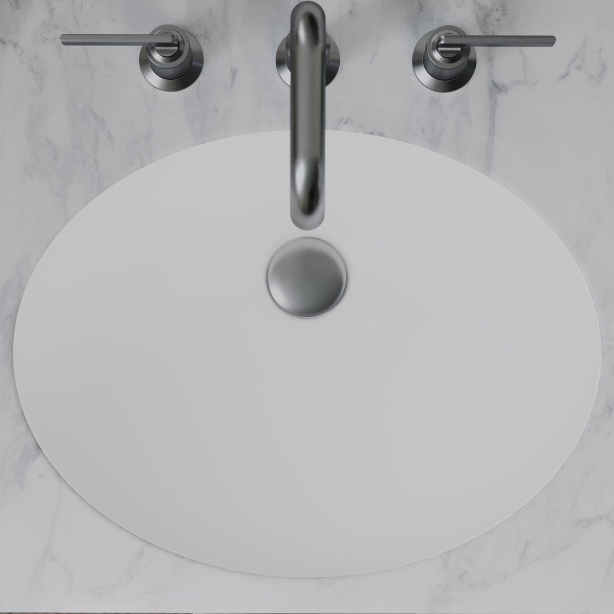 19" Seamless Undermount Quartz Composite Bathroom Sink In White