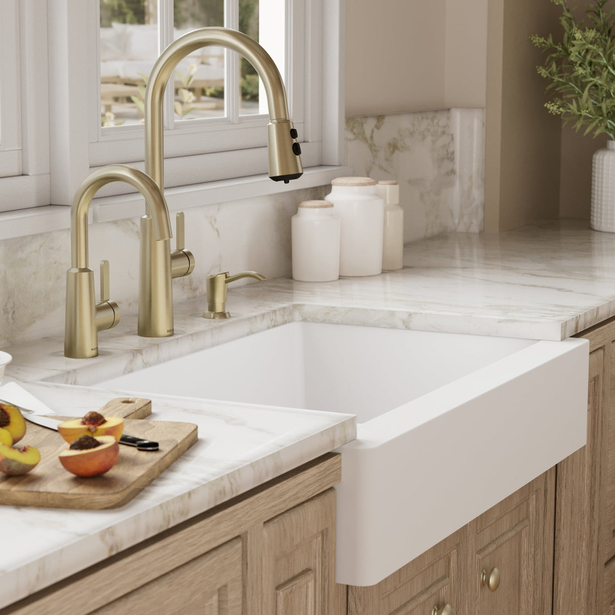 34" Retrofit Farmhouse Double Equal Bowl Quartz Composite Kitchen Sink In White