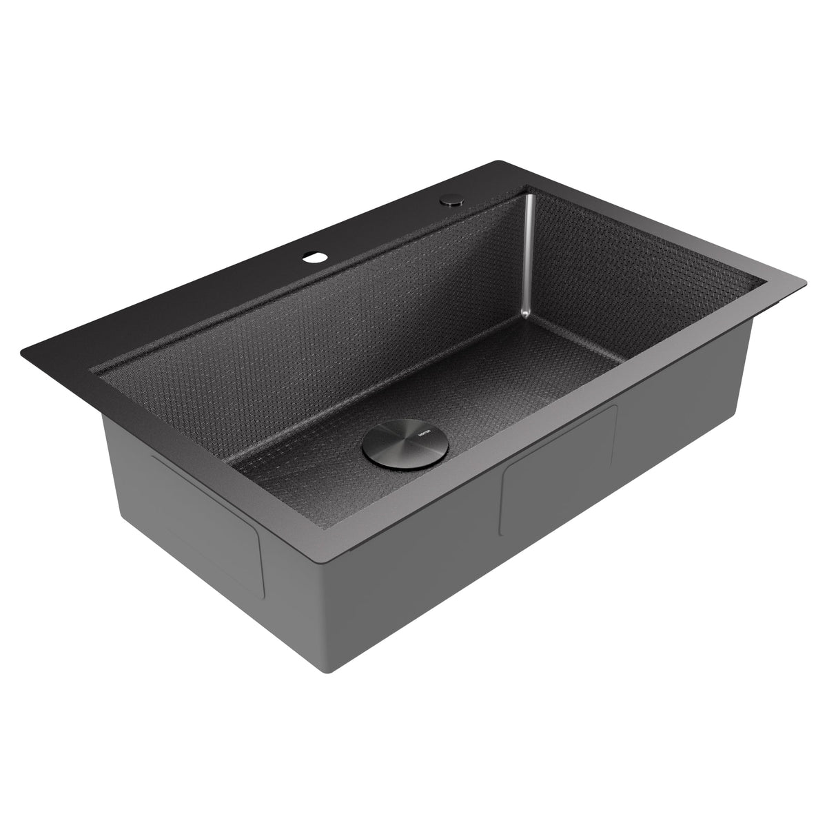 Matrix 33" Top Mount Workstation 16 Gauge Single Bowl Stainless Steel Kitchen Sink In Gunmetal Grey with Accessories