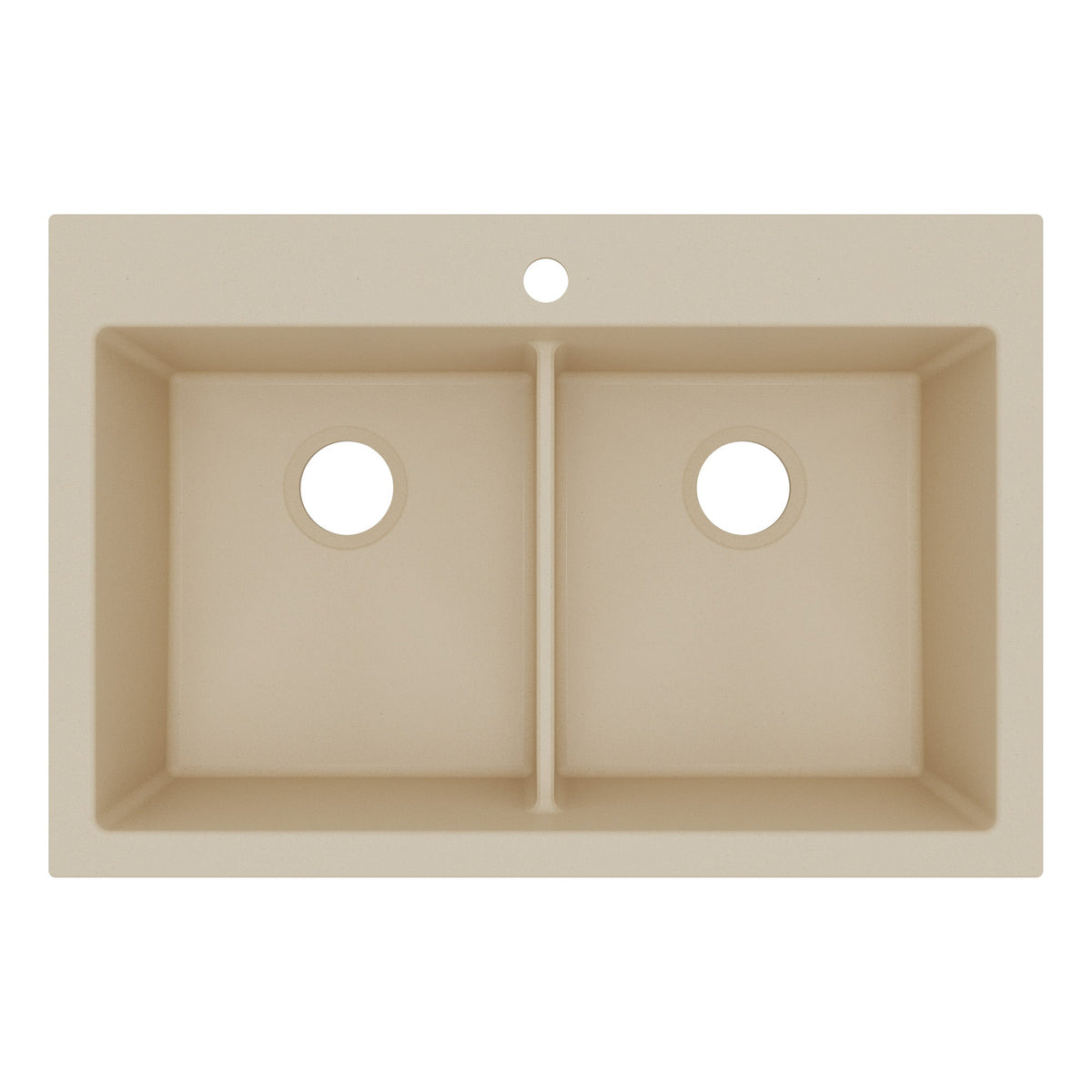33" Top Mount Double Bowl Granite Kitchen Sink in Bisque