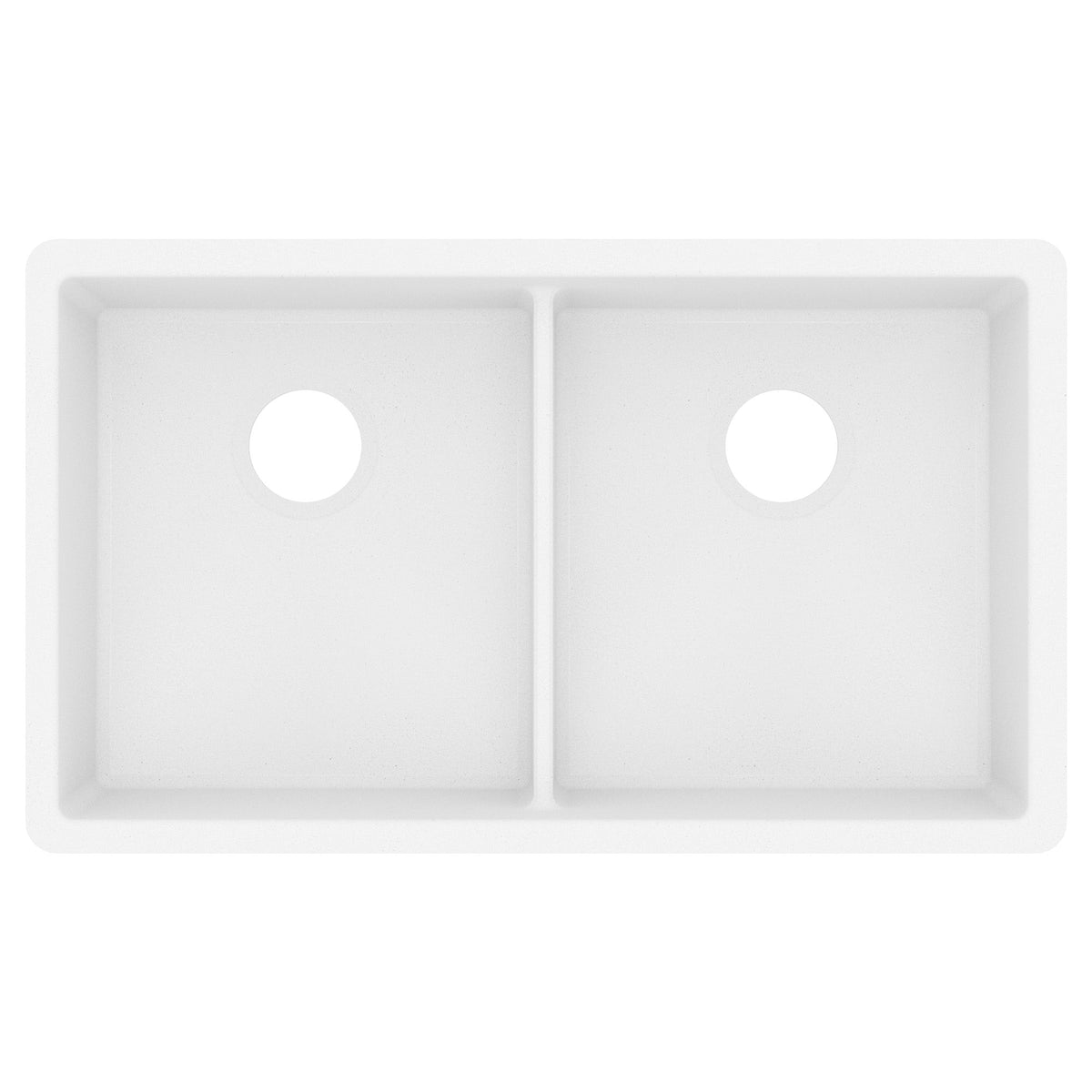 32-3/8" Undermount Double Equal Bowl Granite Kitchen Sink In White