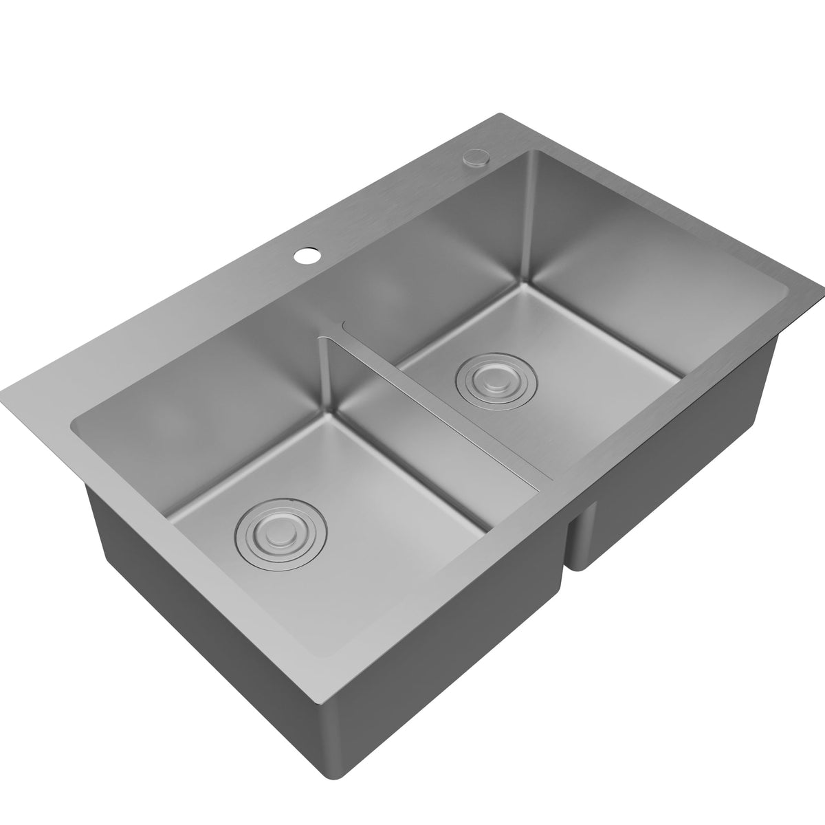 Fusion 33" Top Mount 16 Gauge Double Bowl Stainless Steel Sink with Accessories