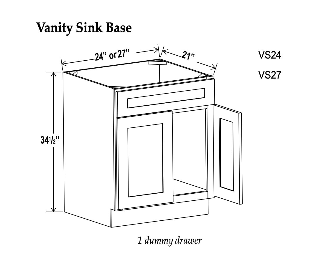 Vanity Sink Base Cabinets-Double Door Single Drawer Front - Charleston White