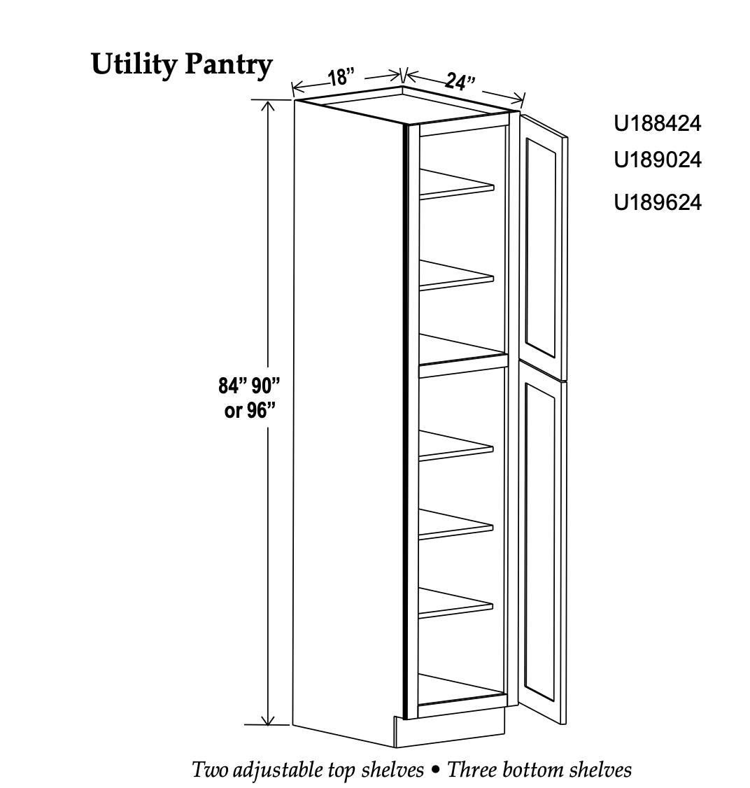 18" Wide Utility Cabinets-2 Doors - Charleston White