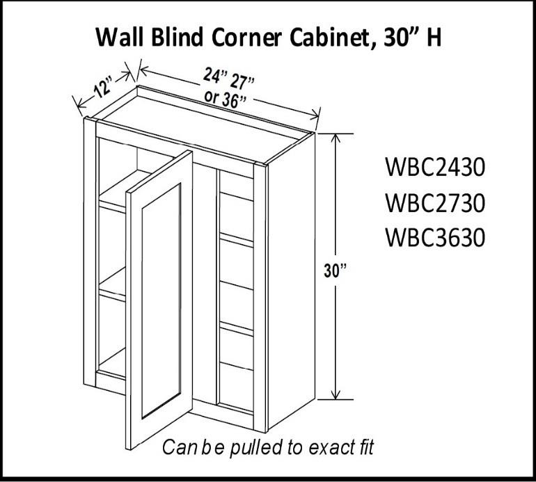 30" High Wall Blind Cabinets - Shaker Espresso