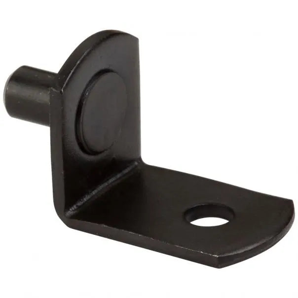 5 mm Pin Angled Shelf Support with 3/4" Arm and Hole for 1/8" Fasteners - Priced and Sold by the Thousand - Black