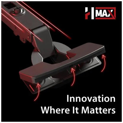 HR MAX™ 110° 15 mm Crank Cam Adjustable Heavy Duty Adjustable Soft-close Hinge with Press-in 8 mm Dowels