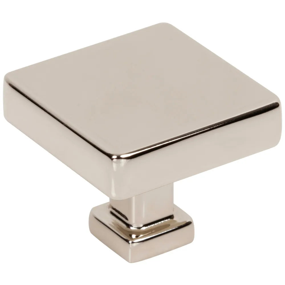 1-3/8" Overall Length Polished Nickel Square Nash Cabinet Knob