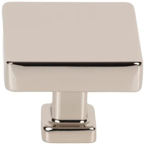 1-3/8" Overall Length Polished Nickel Square Nash Cabinet Knob