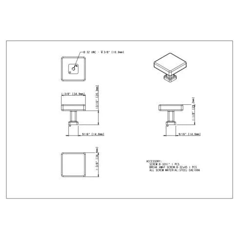 1-3/8" Overall Length Satin Nickel Square Nash Cabinet Knob