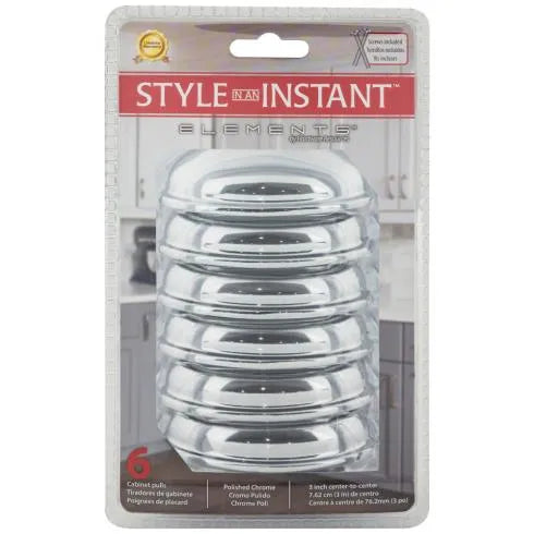 3" Center-to-Center Polished Chrome Florence Retail Packaged Cabinet Cup Pull