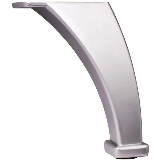 4-1/8" H Dull Chrome Square Curved Metal Furniture Leg