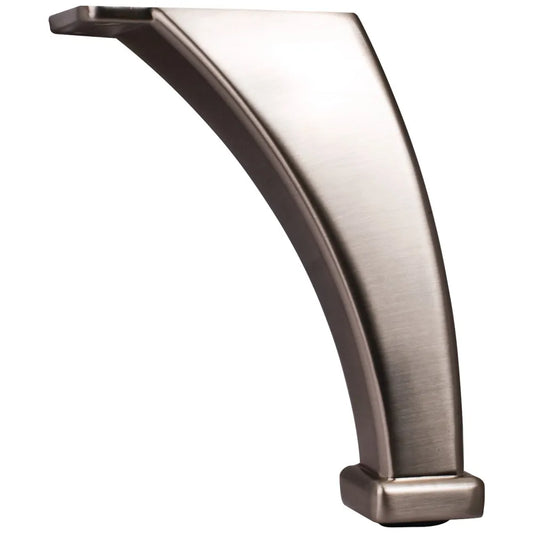 4-1/8" H Satin Nickel Square Curved Metal Furniture Leg