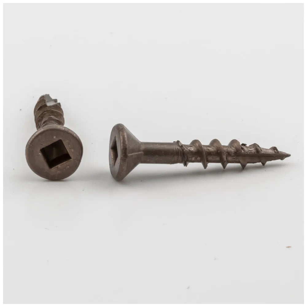 #8 x 1" Clear Brown Wax Square Drive Type 17 Coarse Thread Flat Head Nib Screw Sold by the Keg