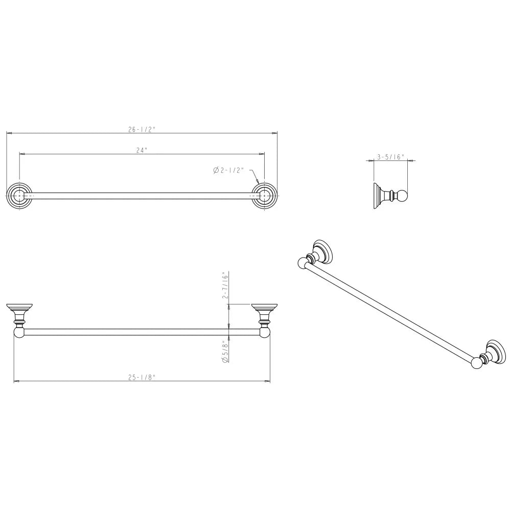 Fairview Polished Chrome 24" Single Towel Bar - Retail Packaged