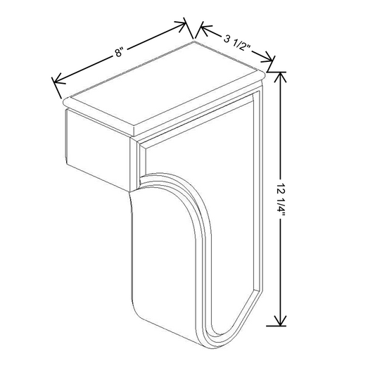Fabuwood Allure Galaxy Frost Corbel 3 ½”W x 8”D x 12 ¼”H