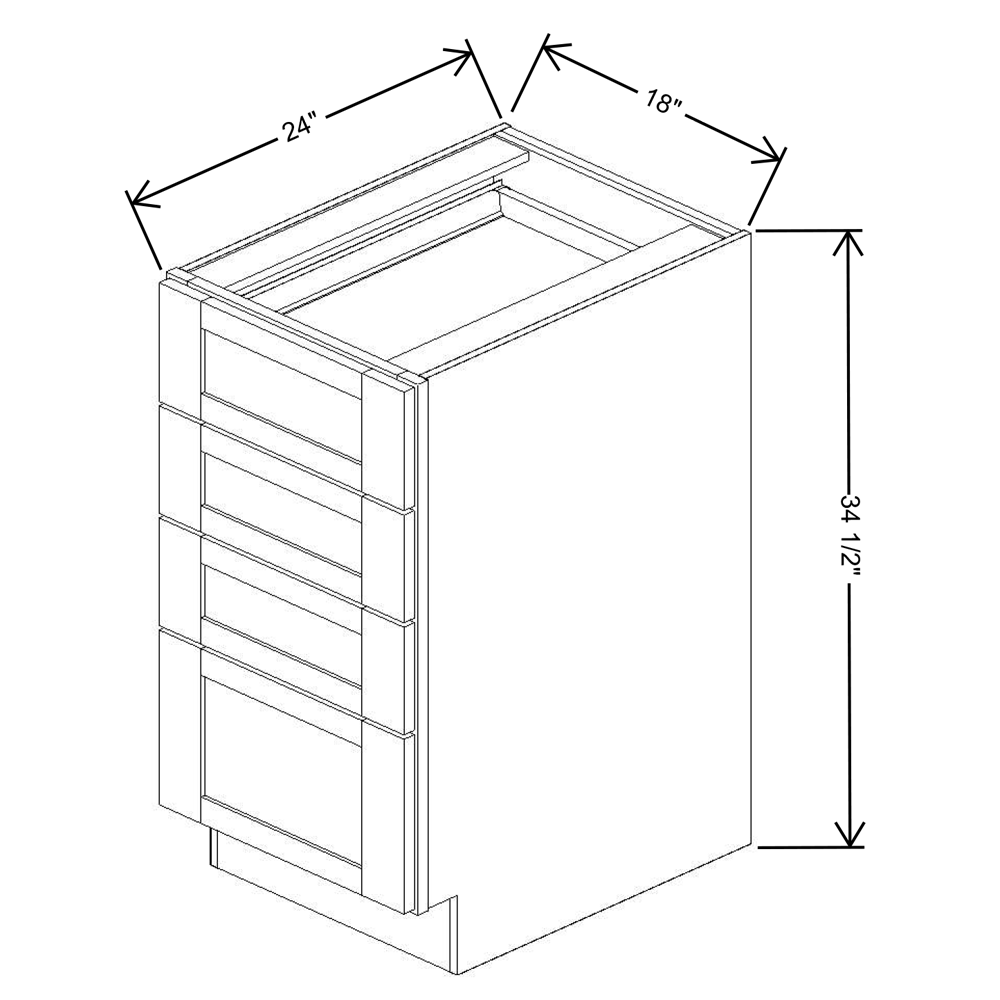 Fabuwood Allure Galaxy Frost 4-Drawer Base 18"W Cabinet