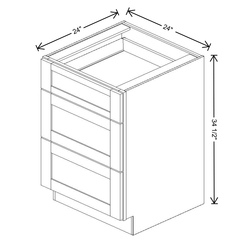 Fabuwood Allure Galaxy Frost 3-Drawer Base 24"W Cabinet