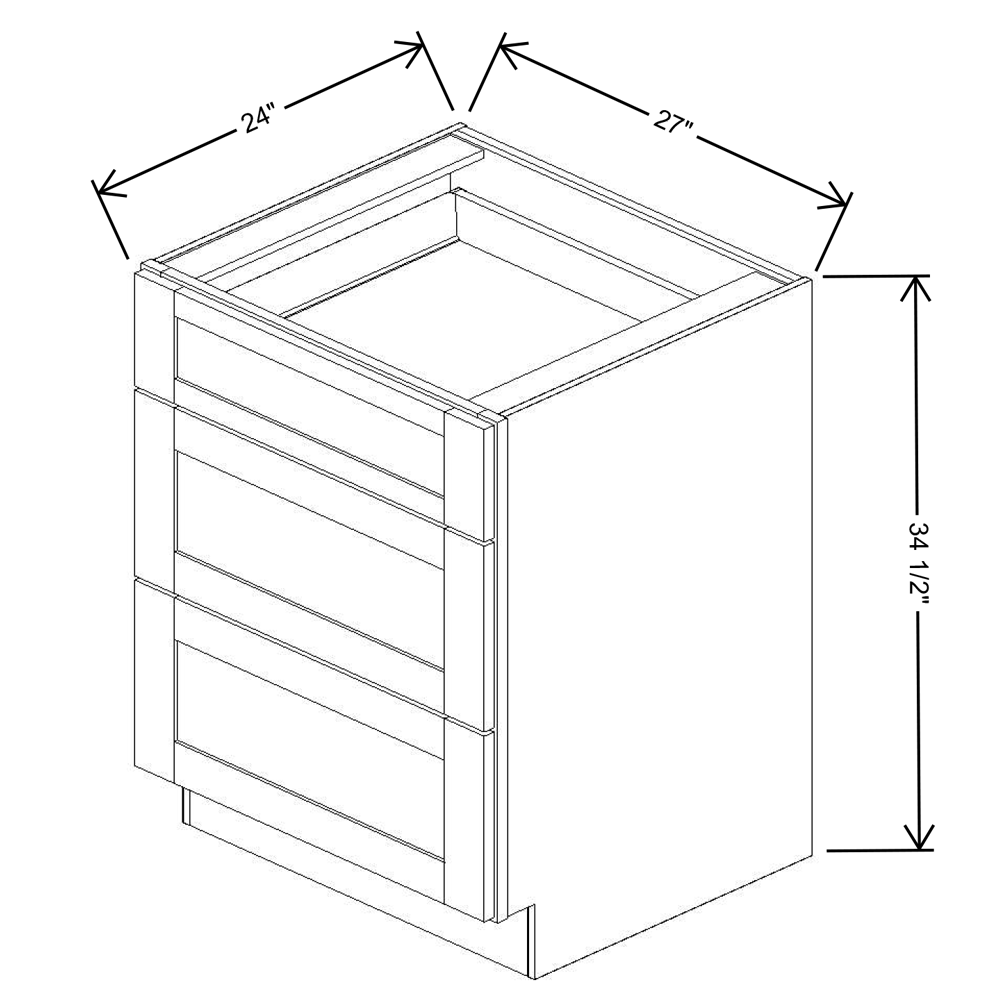 Fabuwood Allure Galaxy Frost 3-Drawer Base 27"W Cabinet