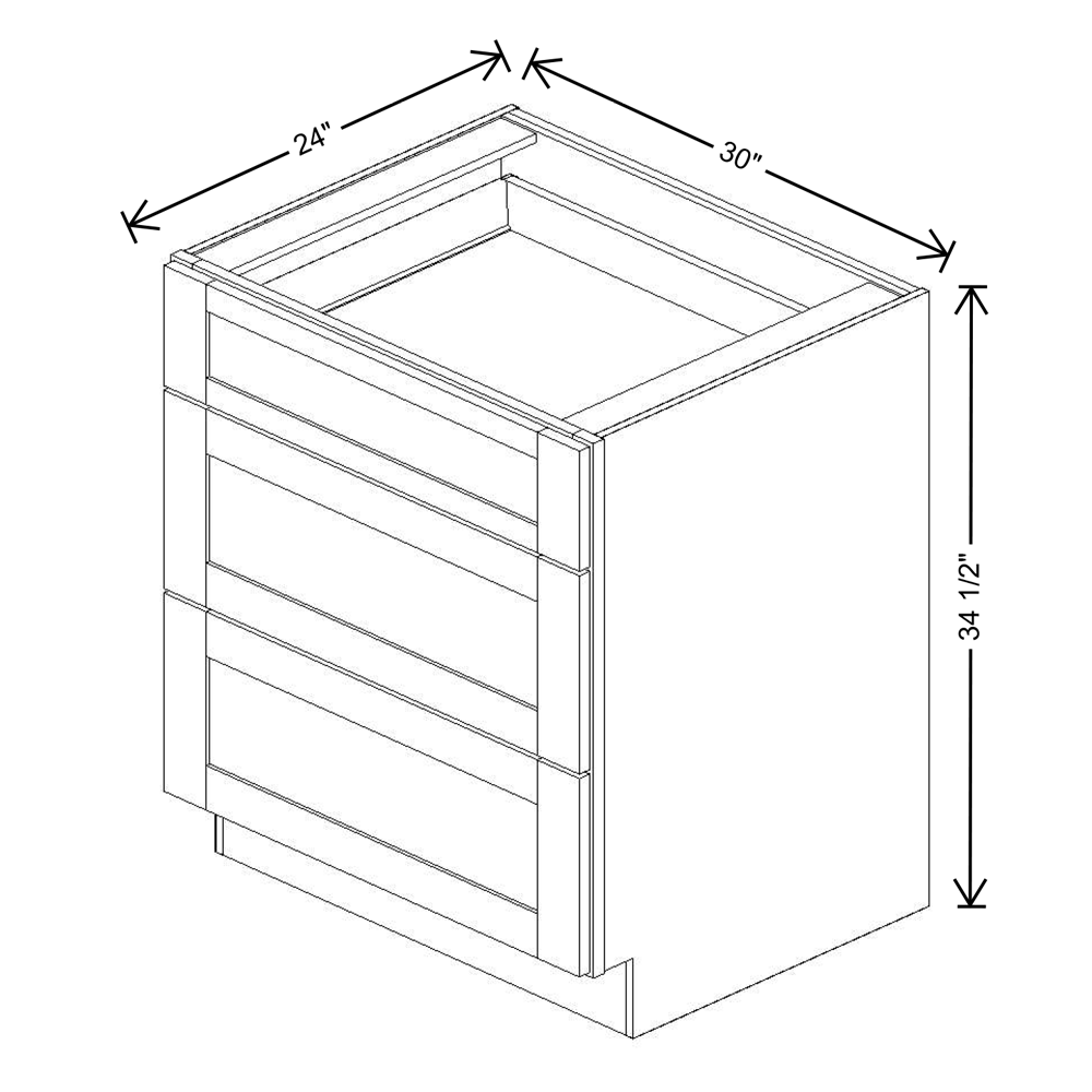 Fabuwood Allure Galaxy Frost 3-Drawer Base 30"W Cabinet