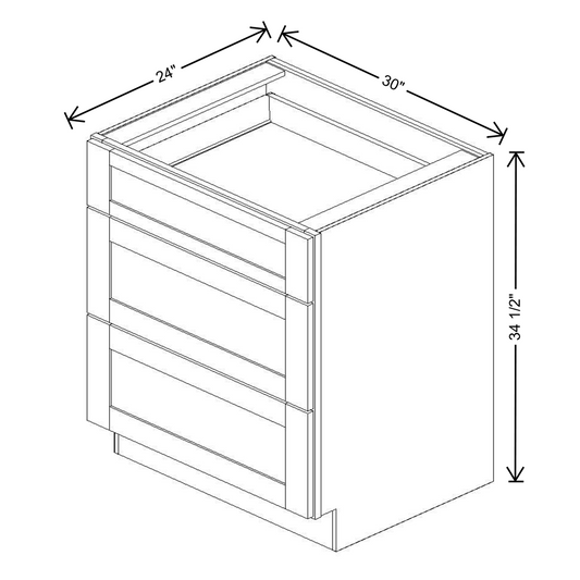 Fabuwood Allure Galaxy Frost 3-Drawer Base 30"W Cabinet