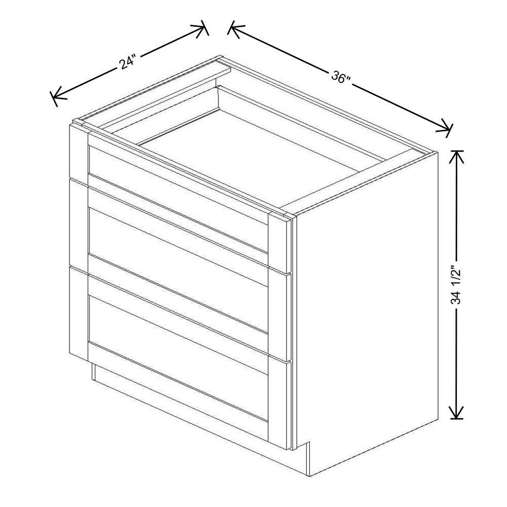 Fabuwood Allure Galaxy Frost 3-Drawer Base 36"W Cabinet