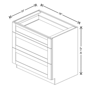 Fabuwood Allure Galaxy Frost 3-Drawer Base 36"W Cabinet