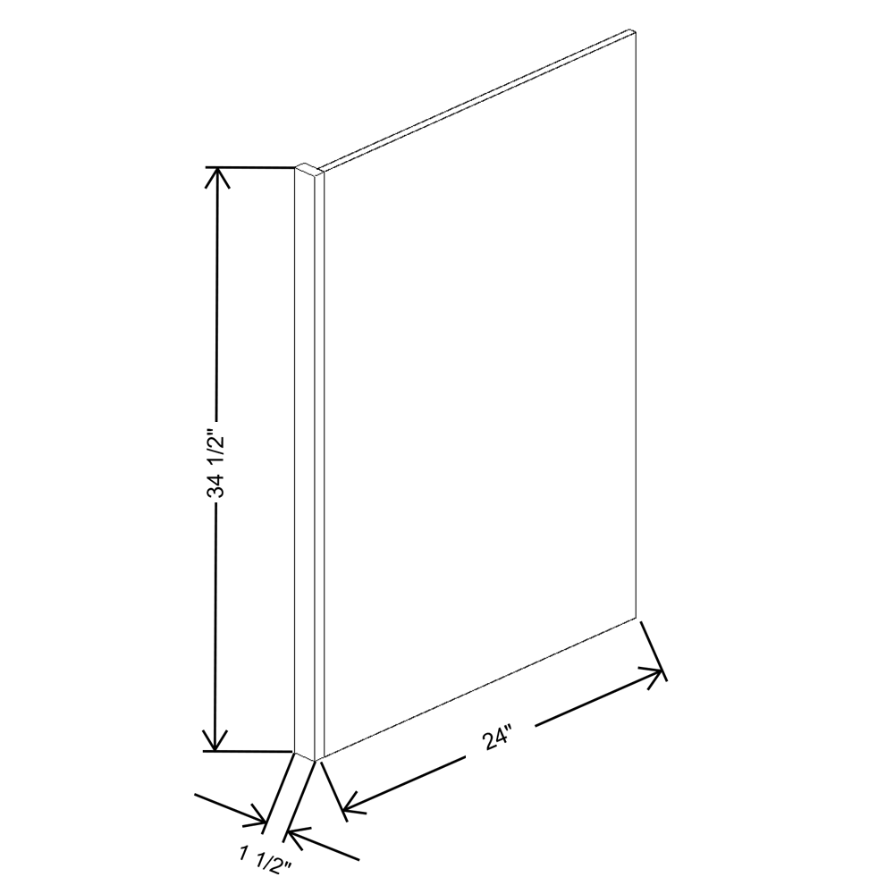 Fabuwood Allure Galaxy Frost Dishwasher Return End Panel 1 ½”W x 34 ½”H x 24”D