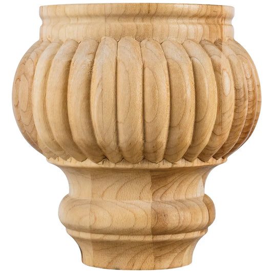 4-1/2" W x 4-1/2" D x 4-1/2" H Rubberwood Reed Bun Foot