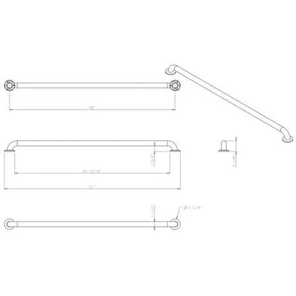 36" Stainless Steel Conceal Mount Grab Bar - Retail Packaged - Overall Length - 39"