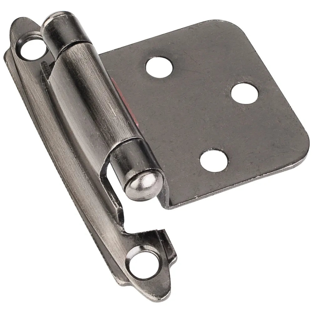 Decorative Self-closing Overlay Hinge, Face Frame Mount - Brushed Dull Nickel